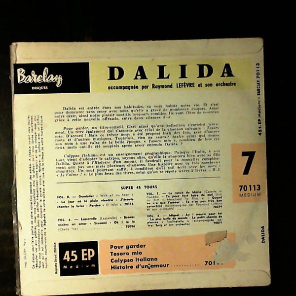 Dalida — Pour Garder / Tesoro Mio / Histoire D'un Amour / Calypso Italiano